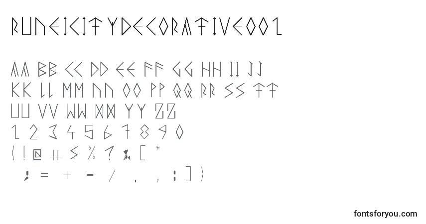 A fonte RuneicityDecorative001 – alfabeto, números, caracteres especiais