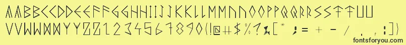 RuneicityDecorative001 Font – Black Fonts on Yellow Background