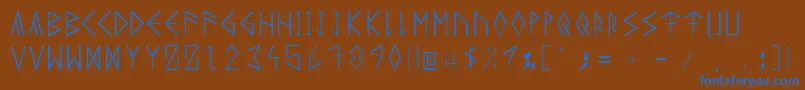 フォントRuneicityDecorative001 – 茶色の背景に青い文字