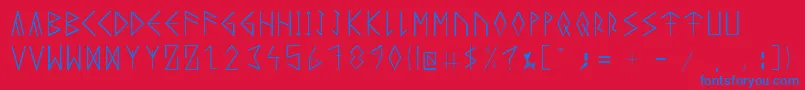 RuneicityDecorative001 Font – Blue Fonts on Red Background