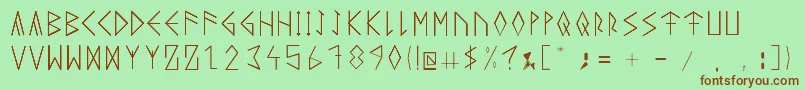 RuneicityDecorative001 Font – Brown Fonts on Green Background