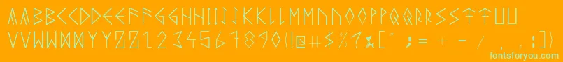 RuneicityDecorative001 Font – Green Fonts on Orange Background