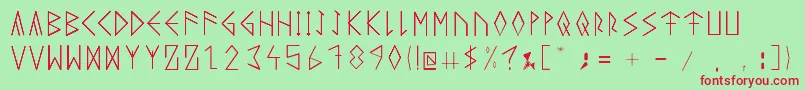 RuneicityDecorative001 Font – Red Fonts on Green Background