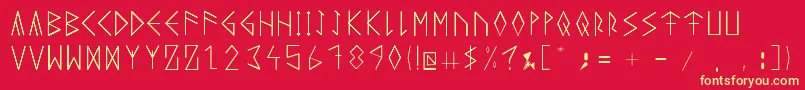 RuneicityDecorative001 Font – Yellow Fonts on Red Background