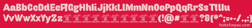 Capricasanspersonaluse-Schriftart – Rosa Schriften auf rotem Hintergrund