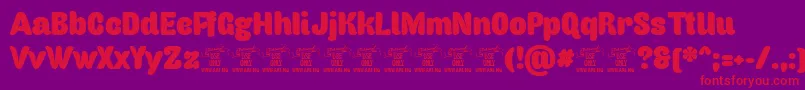 Fonte Capricasanspersonaluse – fontes vermelhas em um fundo violeta