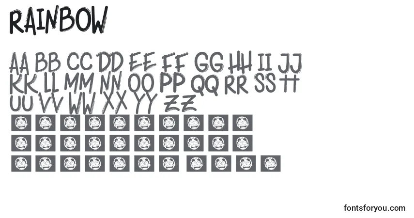 A fonte Rainbow (95881) – alfabeto, números, caracteres especiais