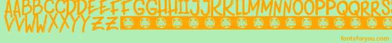 Rainbow Font – Orange Fonts on Green Background