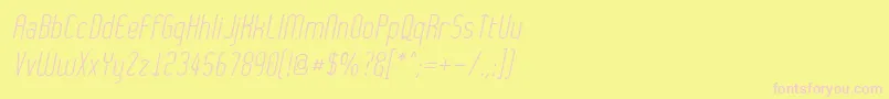 WythernessOblique-fontti – vaaleanpunaiset fontit keltaisella taustalla