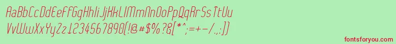 フォントWythernessOblique – 赤い文字の緑の背景