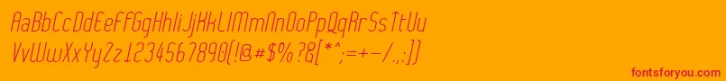 WythernessOblique-Schriftart – Rote Schriften auf orangefarbenem Hintergrund