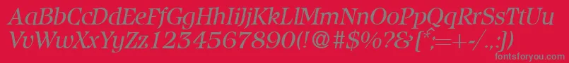 フォントIcebergItalic – 赤い背景に灰色の文字
