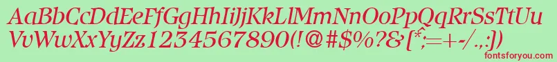 Czcionka IcebergItalic – czerwone czcionki na zielonym tle