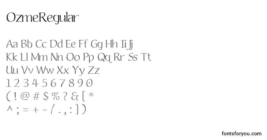 Schriftart OzmeRegular – Alphabet, Zahlen, spezielle Symbole