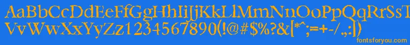 フォントBernsteinrandomRegular – オレンジ色の文字が青い背景にあります。