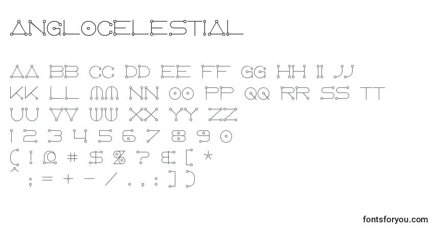 Schriftart Anglocelestial – Alphabet, Zahlen, spezielle Symbole
