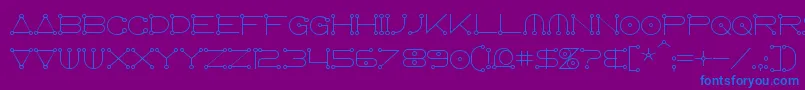 フォントAnglocelestial – 紫色の背景に青い文字