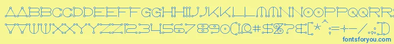 Anglocelestial-fontti – siniset fontit keltaisella taustalla