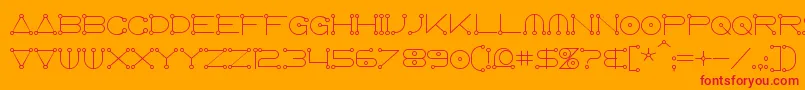 フォントAnglocelestial – オレンジの背景に赤い文字