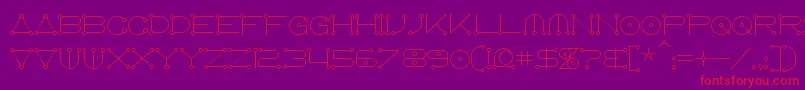 フォントAnglocelestial – 紫の背景に赤い文字