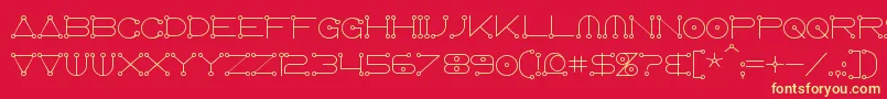 Anglocelestial-fontti – keltaiset fontit punaisella taustalla
