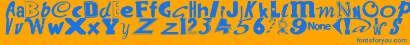 WantSomeCandy-Schriftart – Blaue Schriften auf orangefarbenem Hintergrund