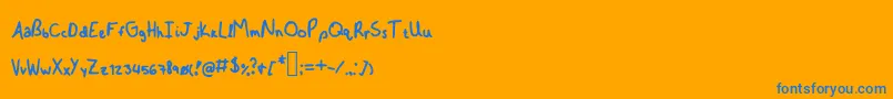 Bmerva-Schriftart – Blaue Schriften auf orangefarbenem Hintergrund