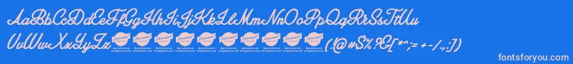 More about AmplifyPersonaluseonly Font AmplifyPersonaluseonly Font – Pink Fonts on Blue Background
