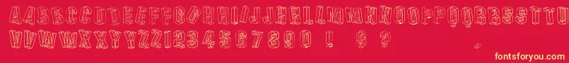 フォントDreis – 黄色の文字、赤い背景