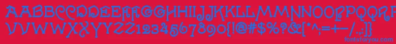 VillaMisteria Font – Blue Fonts on Red Background