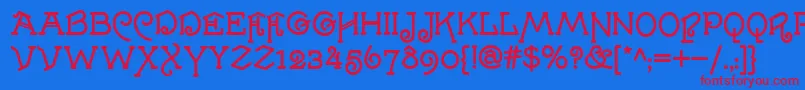 VillaMisteria Font – Red Fonts on Blue Background