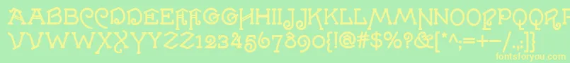 VillaMisteria Font – Yellow Fonts on Green Background