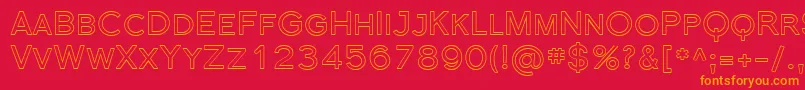 FlorencesansScOutline-Schriftart – Orangefarbene Schriften auf rotem Hintergrund