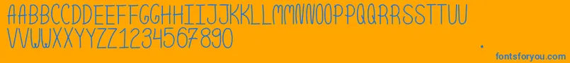 ScoopNormal-Schriftart – Blaue Schriften auf orangefarbenem Hintergrund