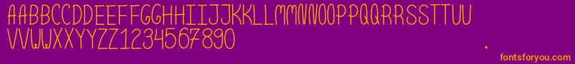 ScoopNormal-Schriftart – Orangefarbene Schriften auf violettem Hintergrund