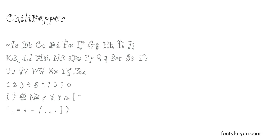 Schriftart ChiliPepper – Alphabet, Zahlen, spezielle Symbole
