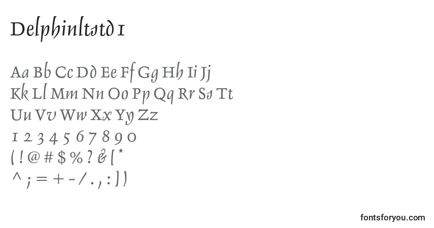 Шрифт Delphinltstd1 – алфавит, цифры, специальные символы