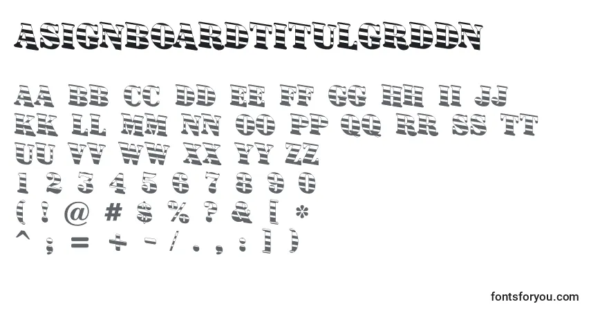 A fonte ASignboardtitulgrddn – alfabeto, números, caracteres especiais