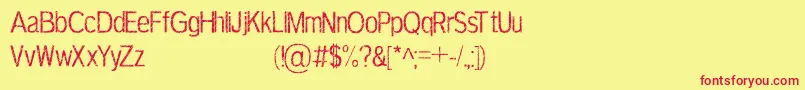 Weitere Informationen zur TerbiumPersonalUseOnly-Schriftart TerbiumPersonalUseOnly-Schriftart – Rote Schriften auf gelbem Hintergrund