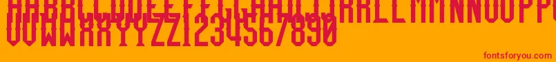 TeamFury-Schriftart – Rote Schriften auf orangefarbenem Hintergrund
