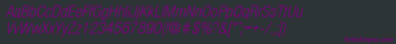 Czcionka OlnovaRegularcondita – fioletowe czcionki na czarnym tle