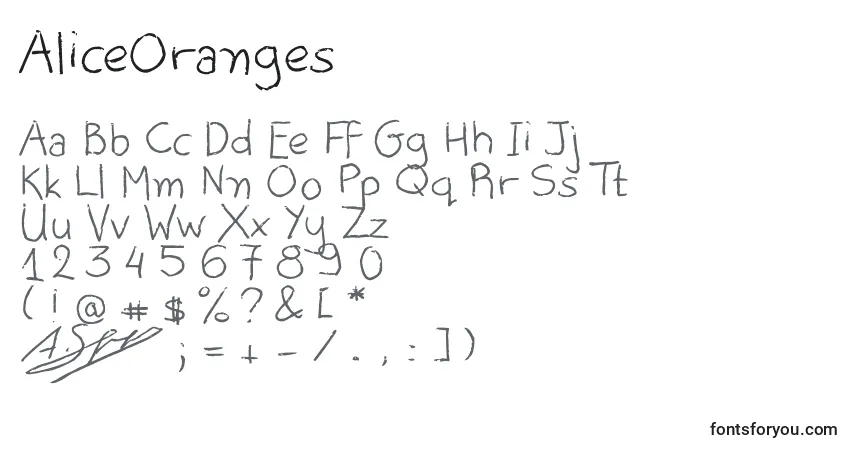 Шрифт AliceOranges – алфавит, цифры, специальные символы