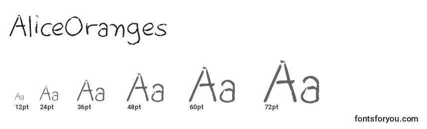 Размеры шрифта AliceOranges