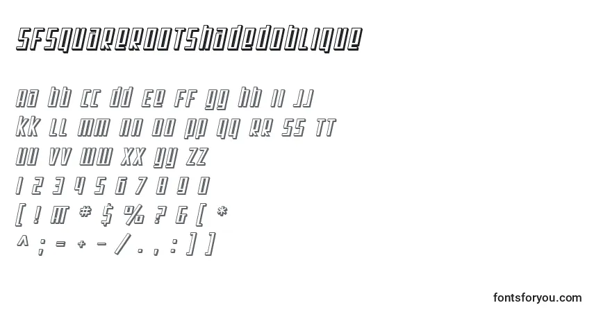 A fonte SfSquareRootShadedOblique – alfabeto, números, caracteres especiais