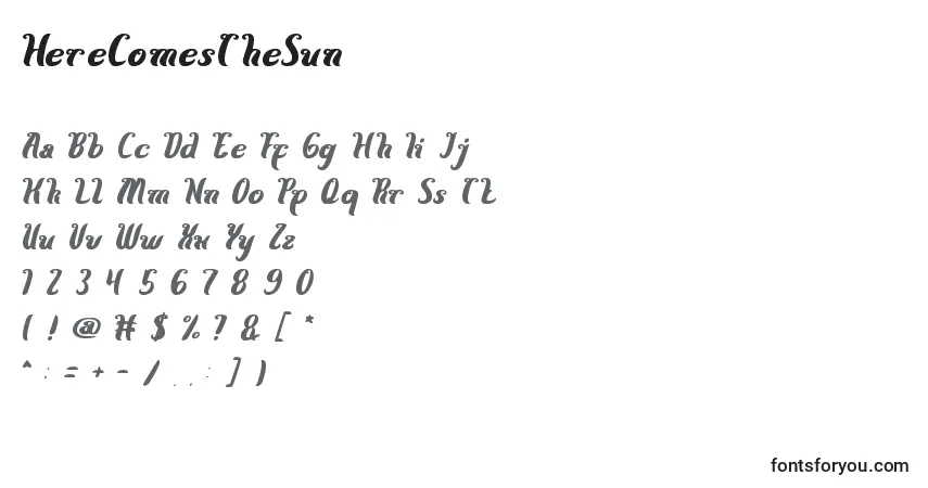 HereComesTheSun Font – alphabet, numbers, special characters