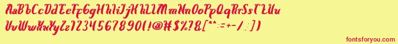 HereComesTheSun Font – Red Fonts on Yellow Background