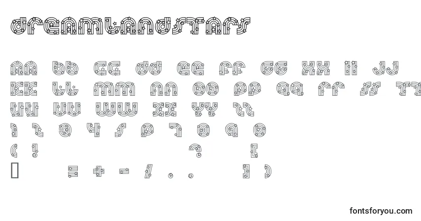 A fonte DreamlandStars – alfabeto, números, caracteres especiais
