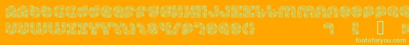 DreamlandStars-Schriftart – Grüne Schriften auf orangefarbenem Hintergrund