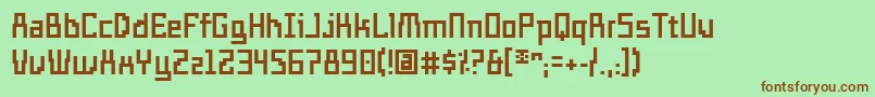 フォントTemploGrueso – 緑の背景に茶色のフォント