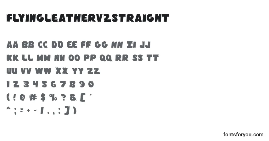 Czcionka Flyingleatherv2straight – alfabet, cyfry, specjalne znaki
